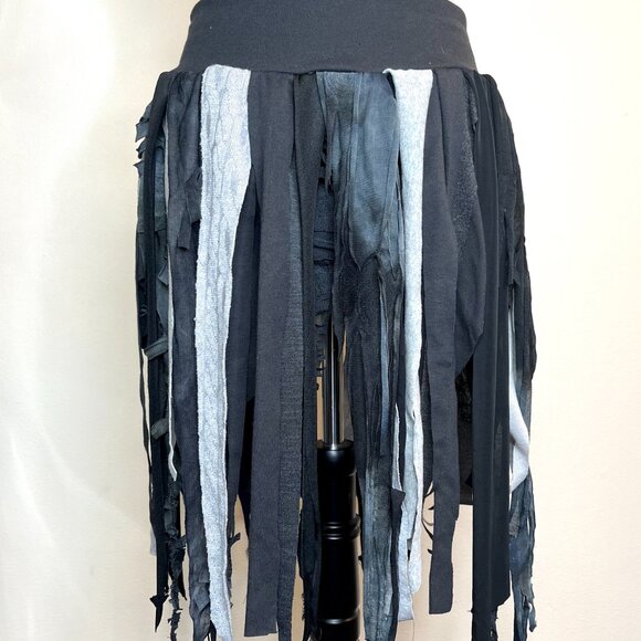 Gray Mummy Skirt Size Small Medium Fringe Top Cosplay Costume Tattered Torn Goth - Picture 5 of 15
